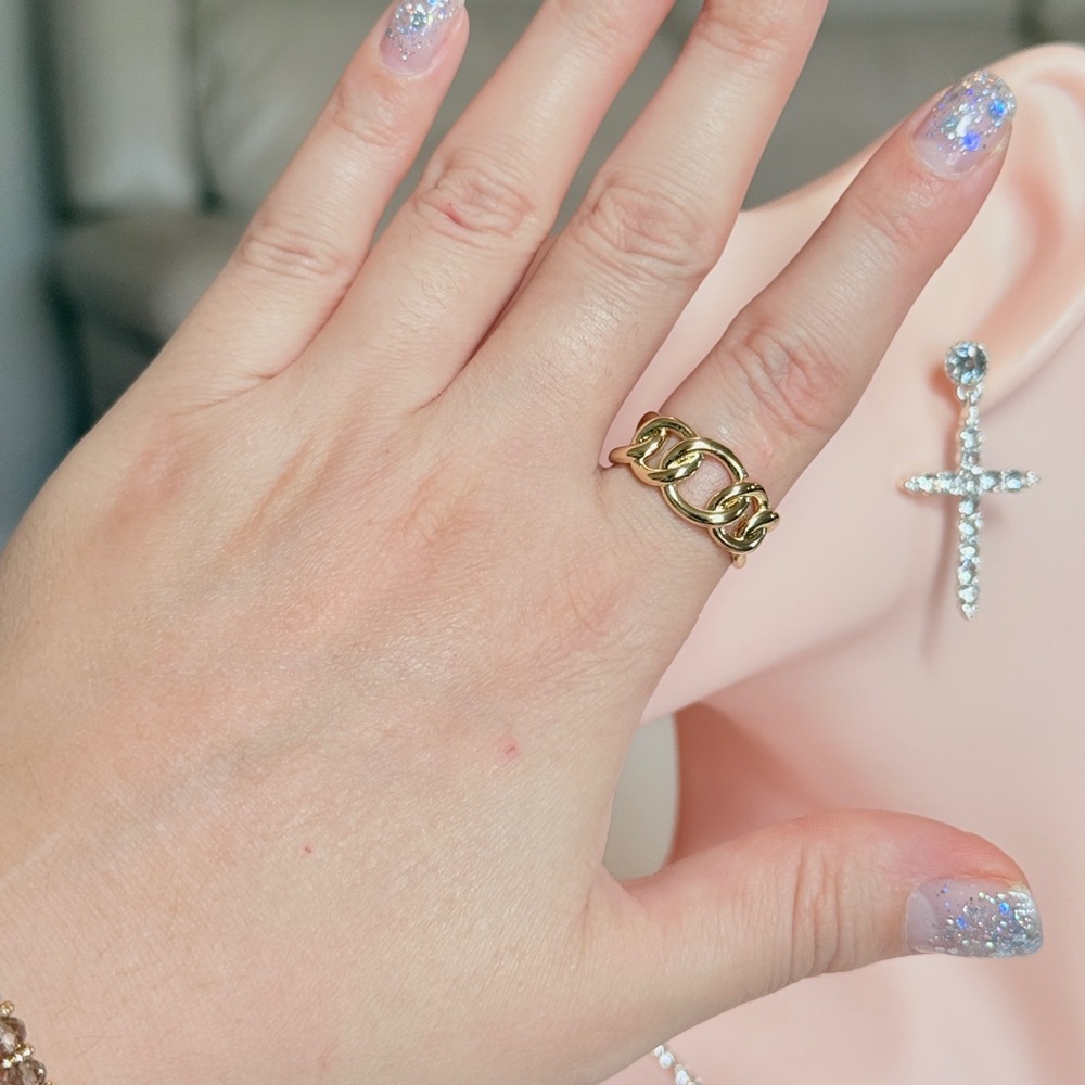 ⚜️ Trendy S925 Gold Chain Link Ring - Picture 11 of 11